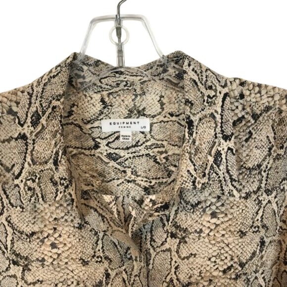Womens Size Large Equipment Femme Slim Signature Silk Shirt in Snakeskin Print - Picture 5 of 7